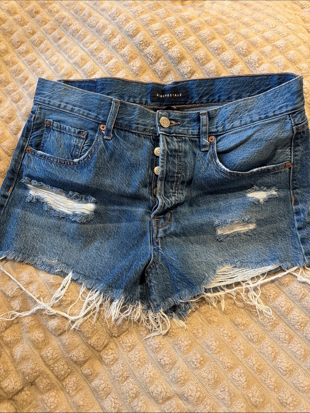 Aeropostale Blue Distressed Denim Cutoff Shorts